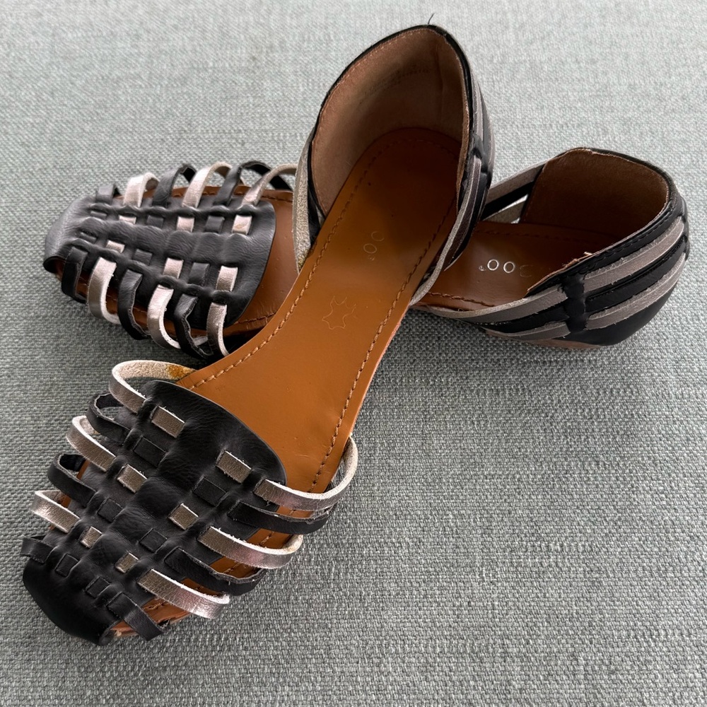 Black and Silver Women's Espadrille Flats
